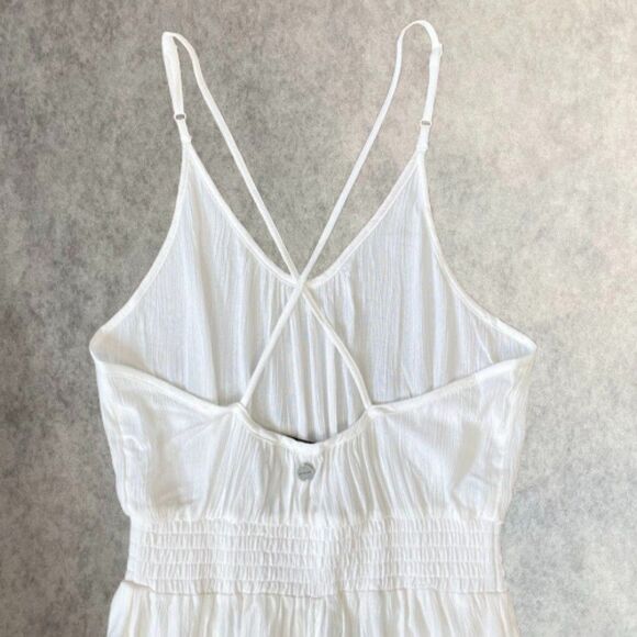 prAna Womens Swim Cover Up Size M White Wide Leg Jumpsuit Gauze Beach Swimwear - Picture 6 of 15